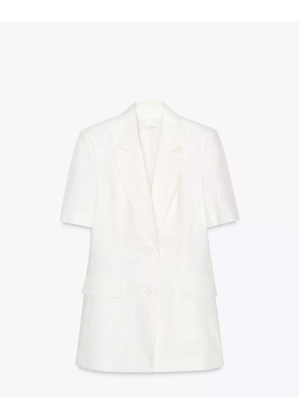 Zara White Short-Sleeve Notched Lapel Blazer and shorts
